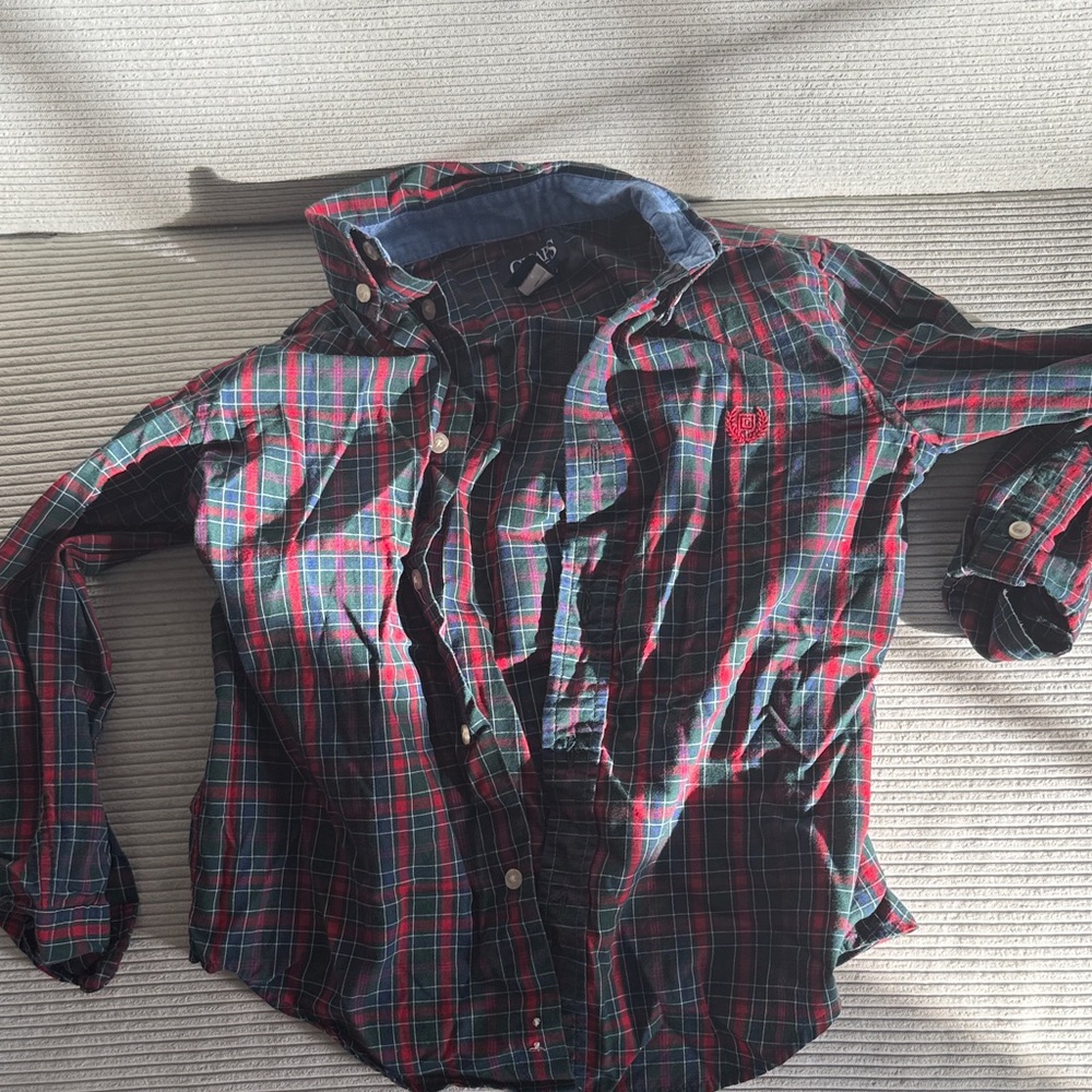 Chaps Men's Casual Plaid Shirt - Red and Green
